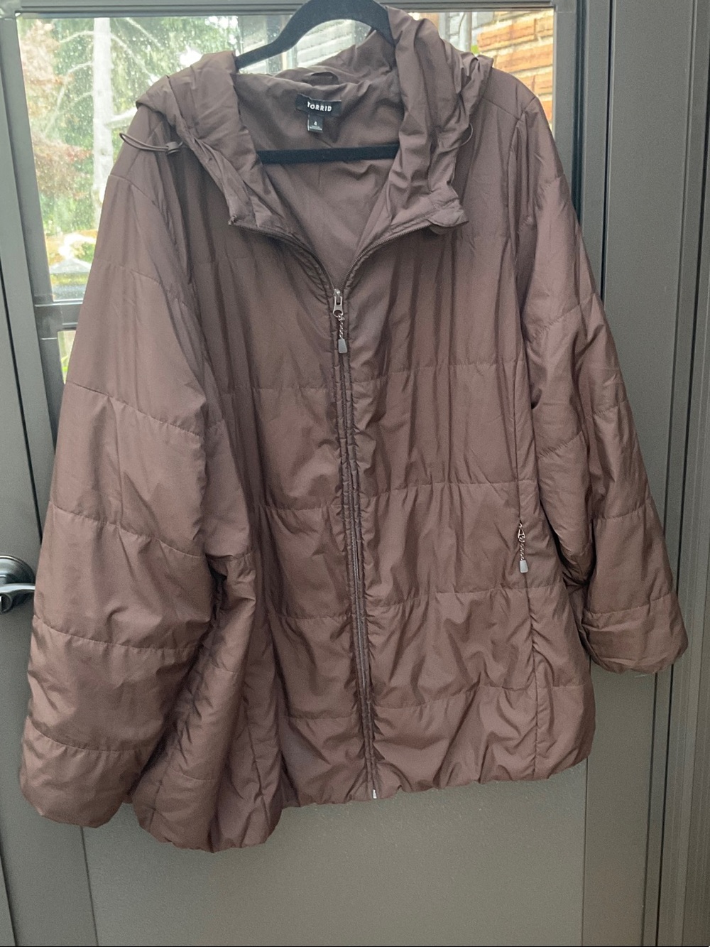 torrid Brown Quilted Hooded Puffer Jacket